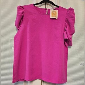 TCEC Pink Blouse - Puff Shoulder - LARGE